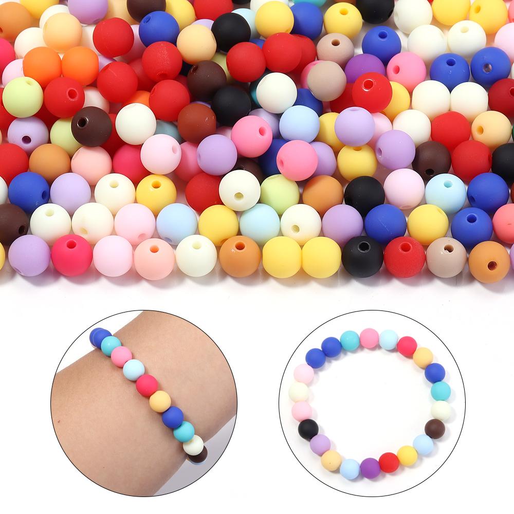 6/8/10/12/14mm Mix Colored Matte Acrylic Spacer Beads Loose Jewelry Round Beads For Making Bracelet Necklace Earring DIY Jewelry