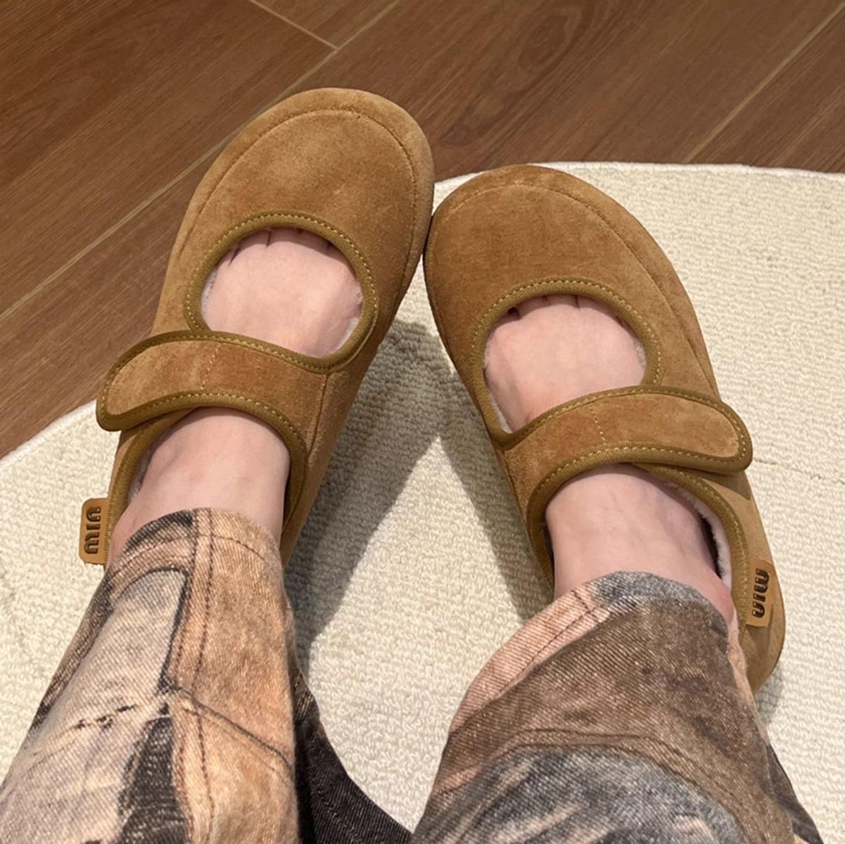 

Туфли Мэри Джейн на липучках для женщин на осень и зиму 2024 года, мягкие теплые пушистые туфли, повседневные туфли из хлопка на платформе для женщин 35 верблюд