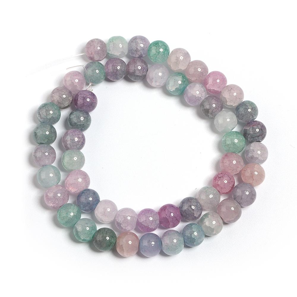 1 Strand 8 10mm Glass Floral Beads Colorful Round Loose Spacer Beads For DIY Charms Jewelry Making Bracelet Necklace Accessories
