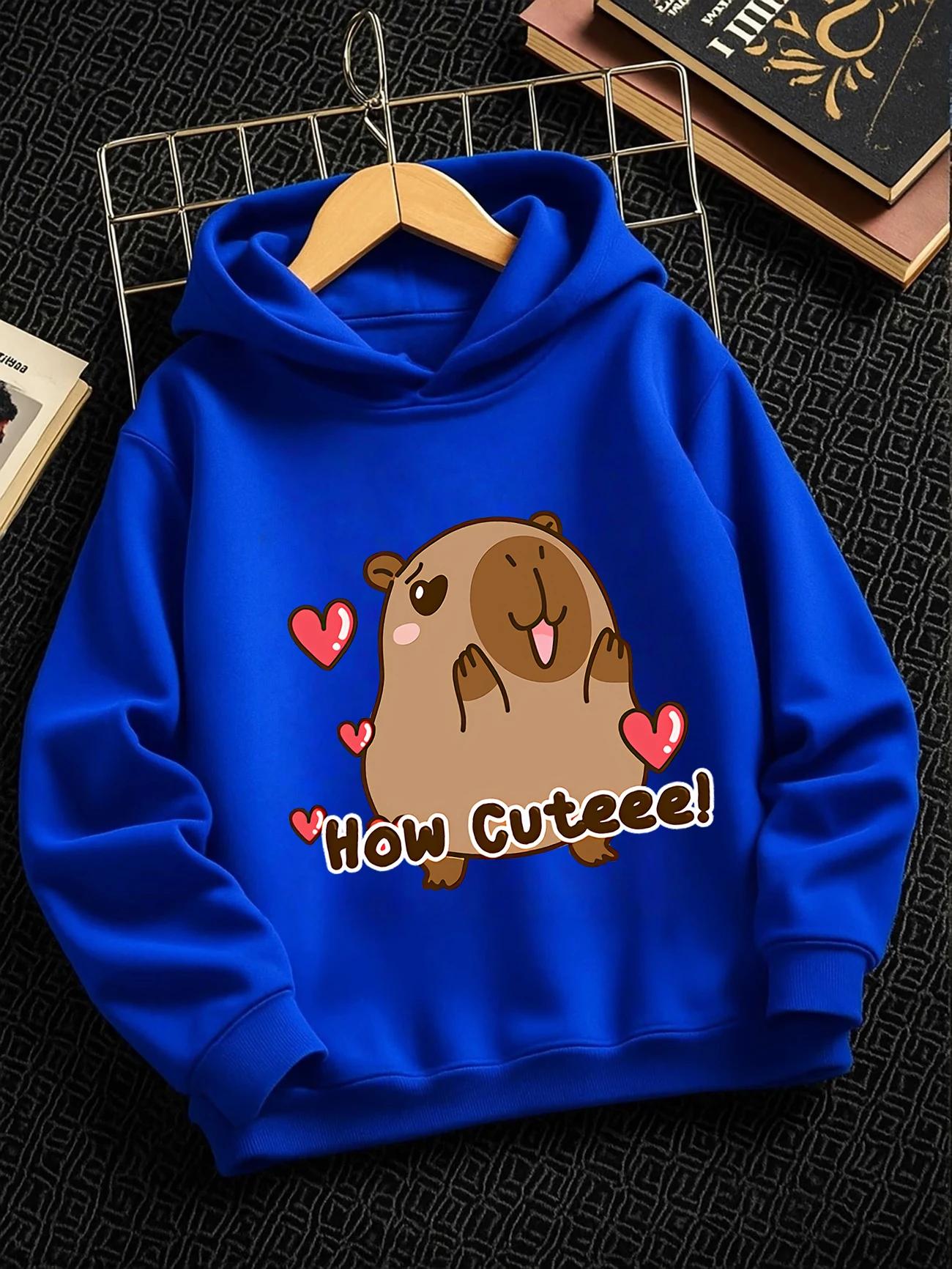 Relaxed Capybara Kids Zip Hoodie Summer Cute Crewneck Cartoon Ages 3-14 100