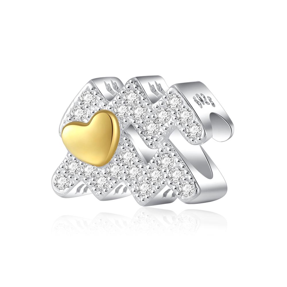 925 Silver Sparkling 12 Zodiac Charm Bead Pendant Fit for Original Bracelets DIY Accessories Exquisite Jewelry Gift