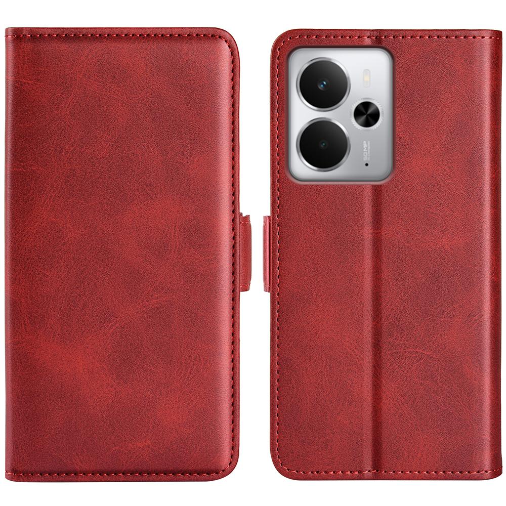 

For Realme 14 5G Case Calf Texture Leather Wallet Phone Cover Red