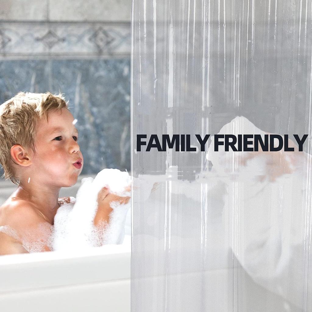 Transparent Shower Curtain Liner, Lightweight, Waterproof Shower Curtain for Bathrooms
