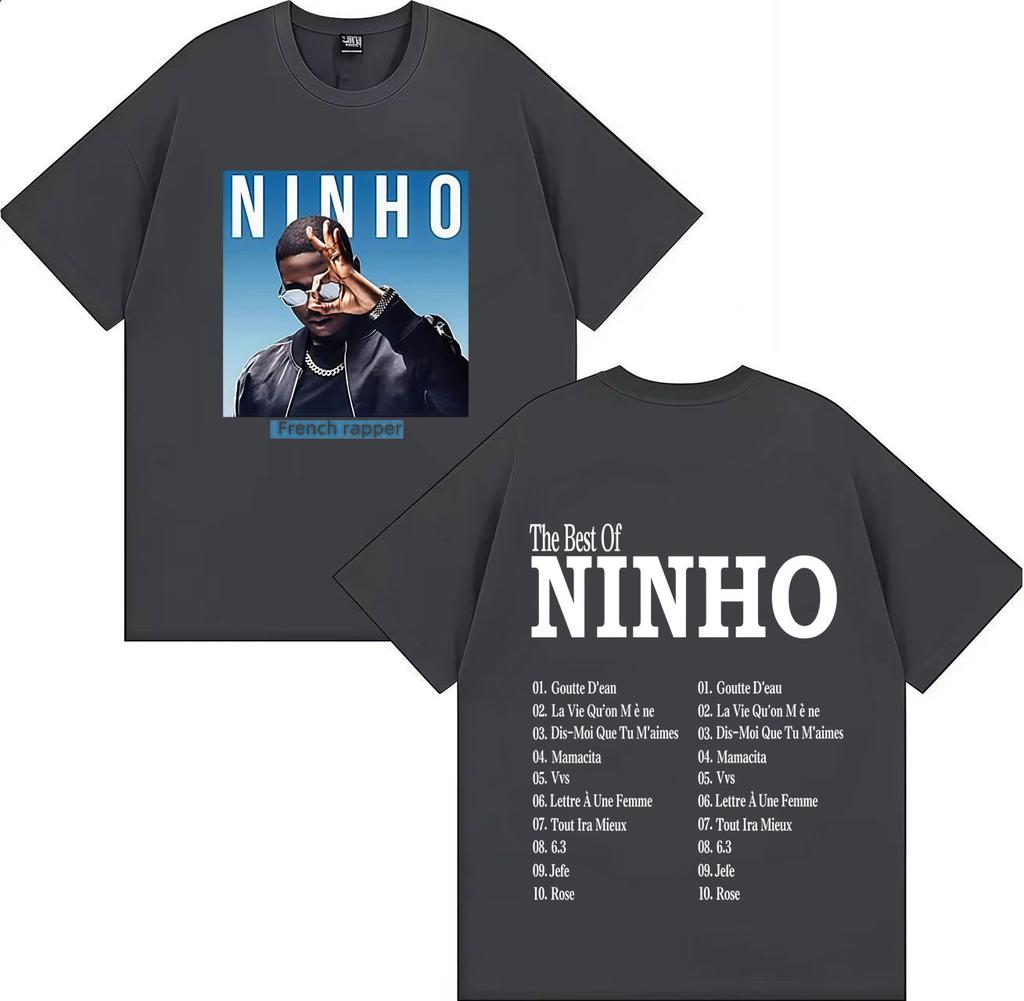 French Pop Rapper Ninho Gothic Graphics High Quality Tshirt Oversized Casual Cotton Tees Mens Women Hip Hop T Shirts Streetwear