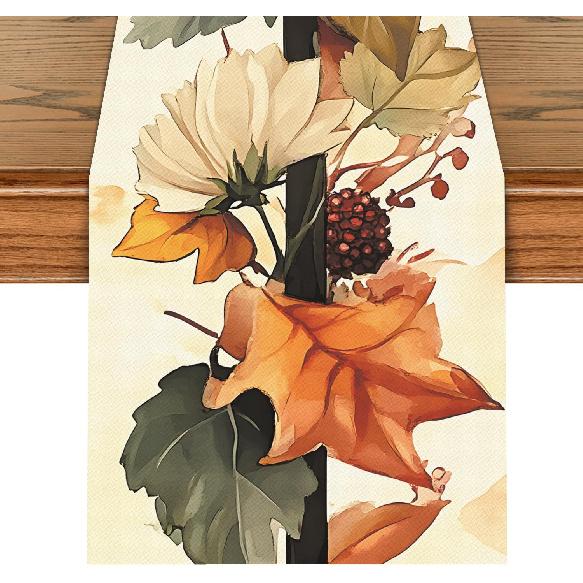 Floral Printed Dining Table Scarf Floral Leaves Table Runner Kitchen Dining Table Decoration for Home Party Decor 13x71 Inch (Multicolored-10, 13x71