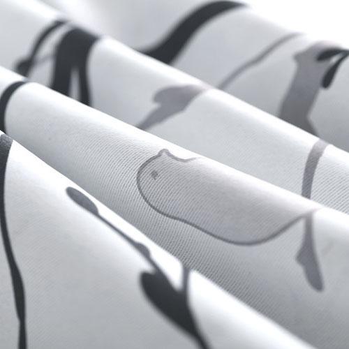 Thickened Blackout Thermal Insulation Curtains Sun Blocking, Matte Finish with Bird Branch Print Matte Fabric Curtain Home Decor