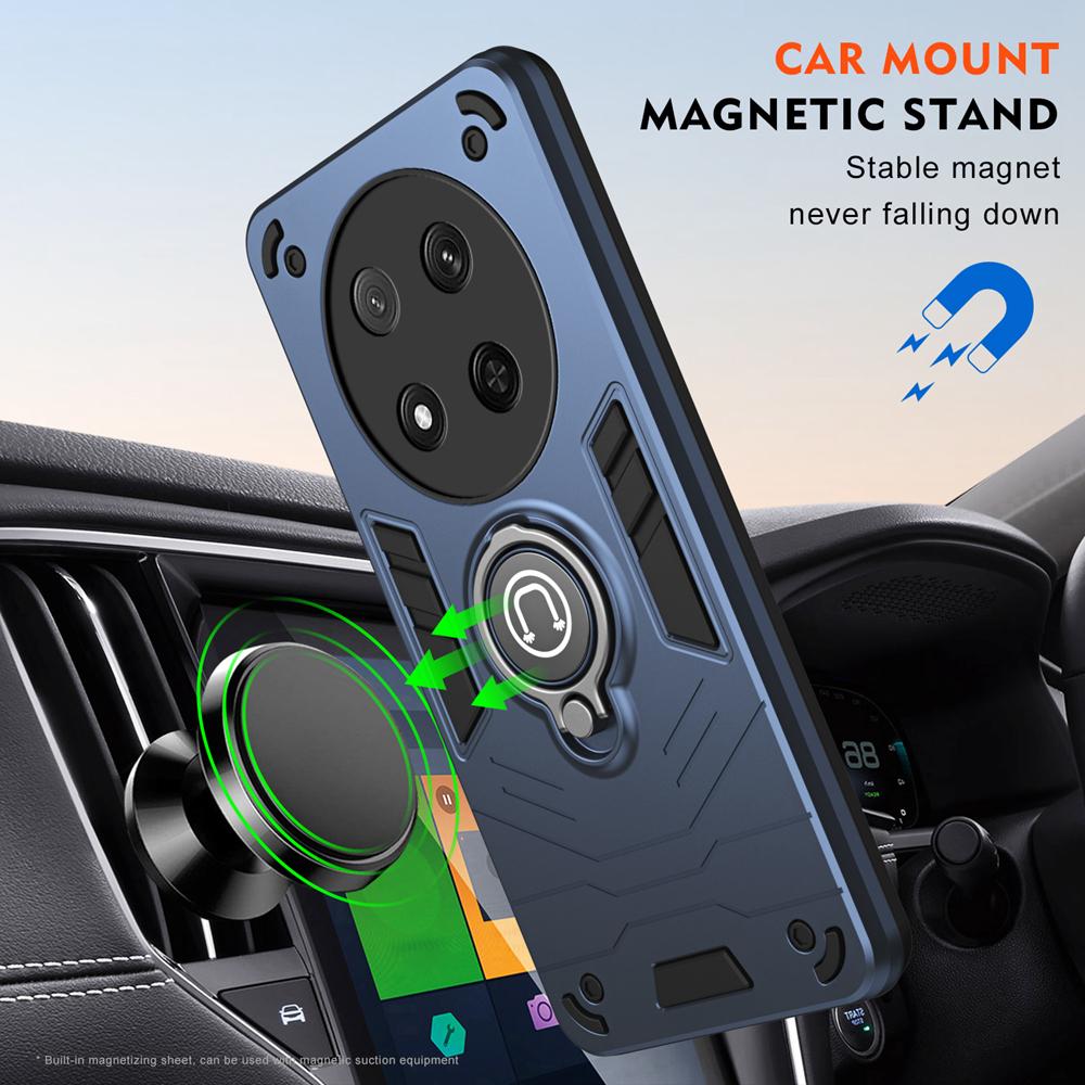 KEYSION Shockproof Case for HONOR Magic 7 Lite 5G Camera Protection Ring Stand Phone Back Cover for Huawei Honor X9c 5G