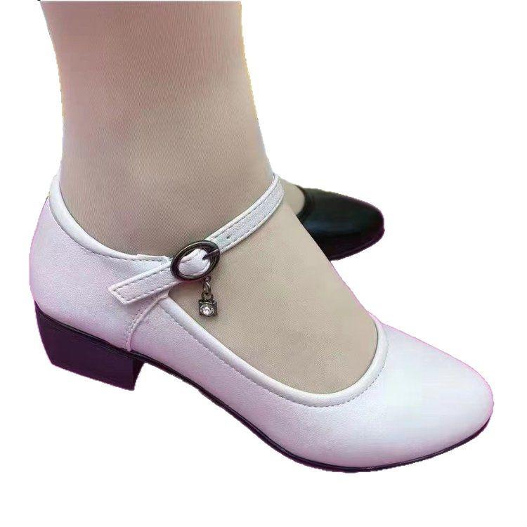 Single Shoes Women's Medium Heel Thick Heel 2025 Spring New Middle-aged and Elderly Mother Shoes Soft Sole Work Shoes Square Dance Women's Shoes