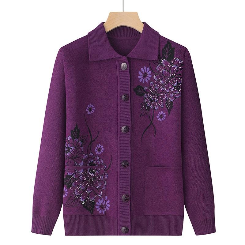 Damen Floral Bestickte Strickjacke mit Knöpfen