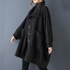 Autumn Spring Cotton Oversized Vintage Black Outerwears Women Casual Loose Jacket Coat