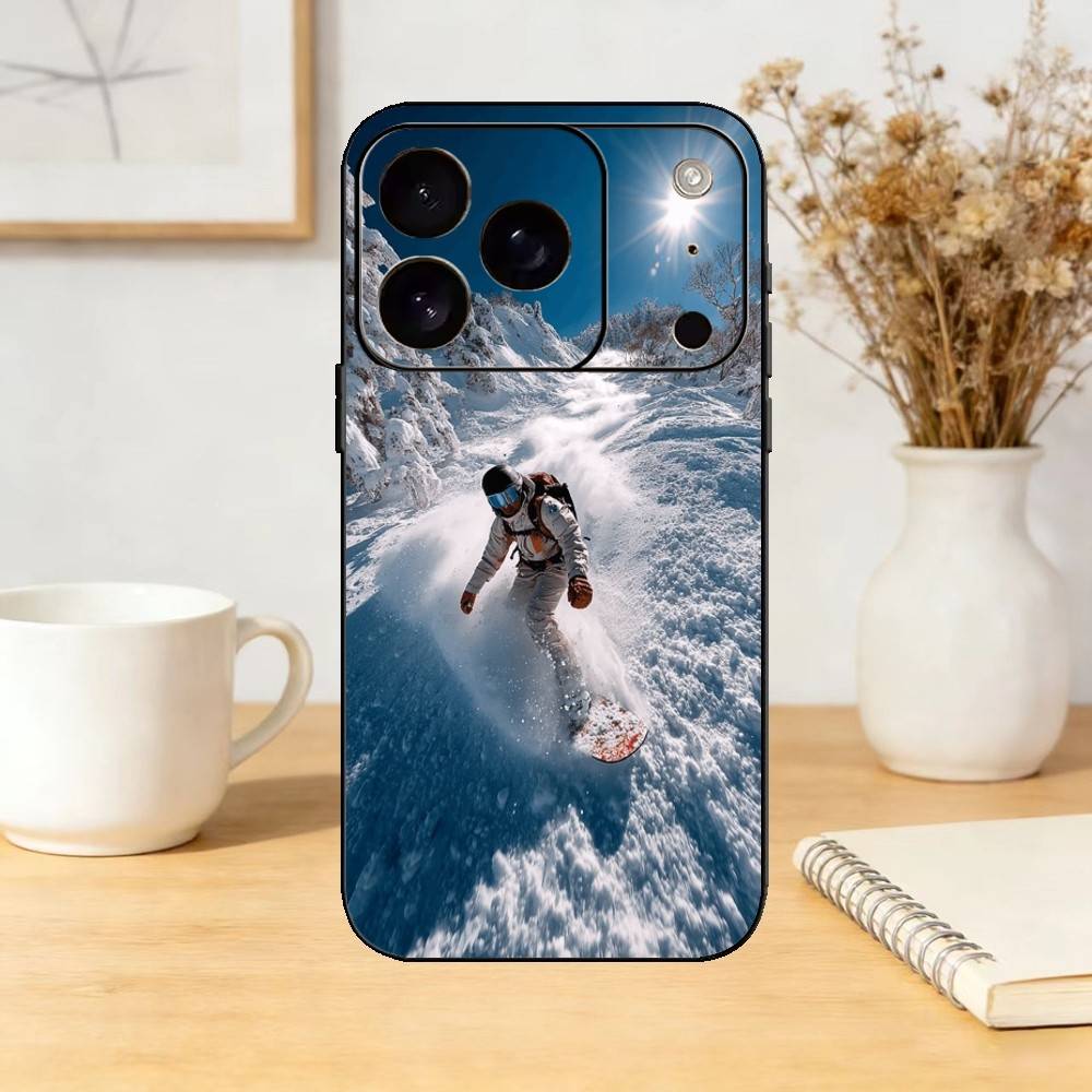 S-Snowboarding Sports Phone Case For iPhone 17,16,15,14,13,12,11 Plus,Pro Max,SE4Soft Silicone Black Cover