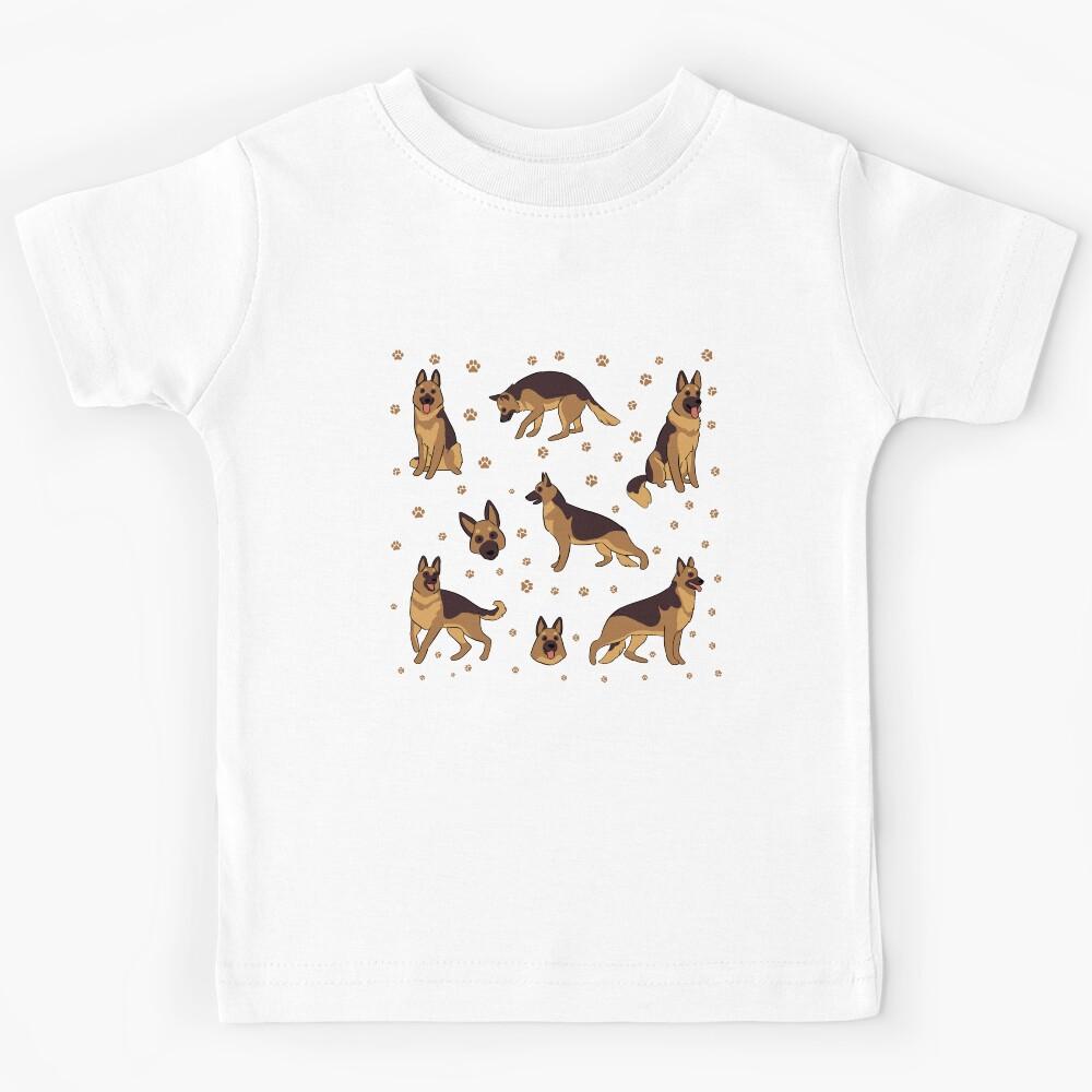 German Shepherd illustration - cute cartoon German Shepherd pack Kids T-Shirt 100