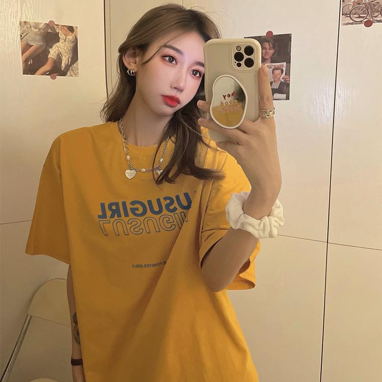 Official picture short-sleeved T-shirt female ins tide summer student half-sleeved Korean version loose and thin Korean style chic top foreign