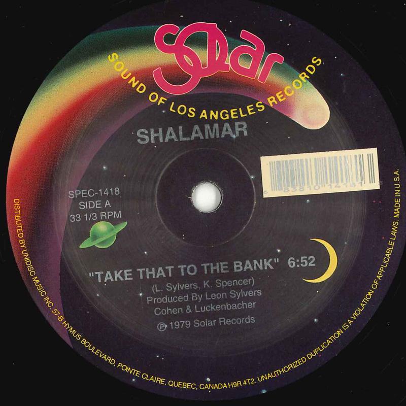 

12inch Record SHALAMAR - Take That To The Bank / Right In Th SPEC1418 SOLAR 1979 US Dance & Electronica Used