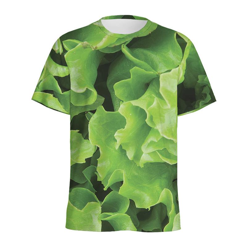 Fresh Lettuce Leaves 3D Printed T Shirts For Men Green Vegetable Pattern T-shirt Streetwear Tops Short Sleeve Summer Tee Shirt