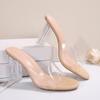 Fashion Transparent High Heels Sandals Women Summer 2025 Solid Color Open Toe Dress Pumps Woman Fashion Clear Chunky Heel Pvc Sandalias