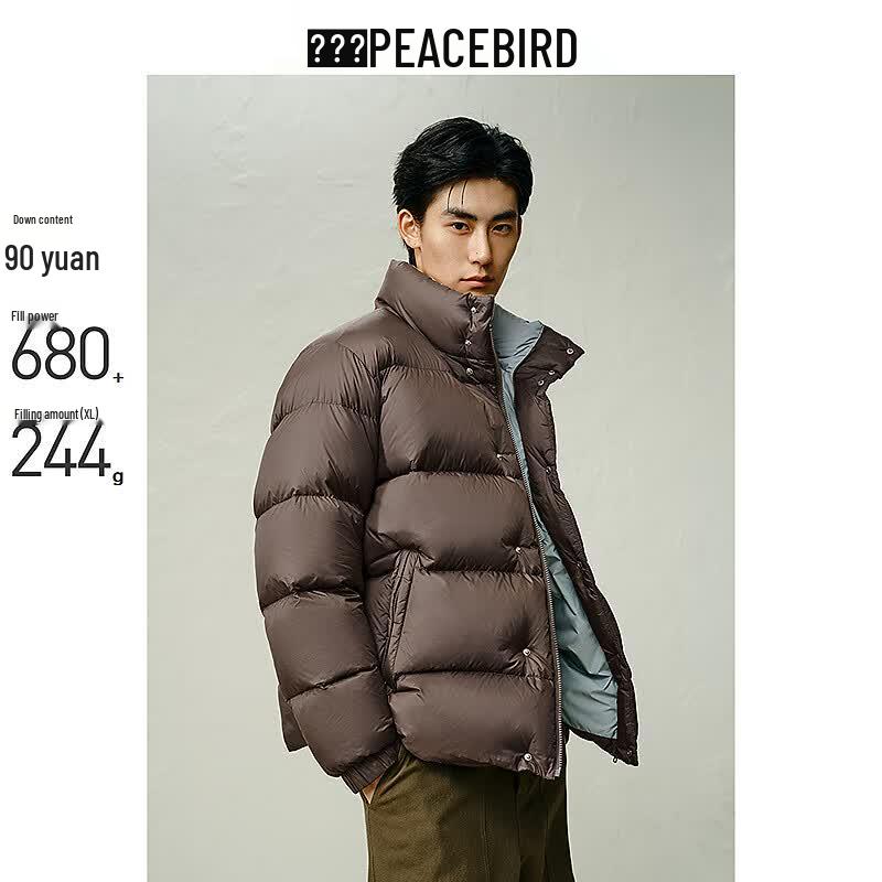 Men s Loose Fit Stand-Up Collar Puffer Down Jacket L