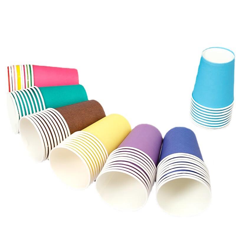 Chuangbaosen Thickened Disposable Colored Paper Cups (100 Count)