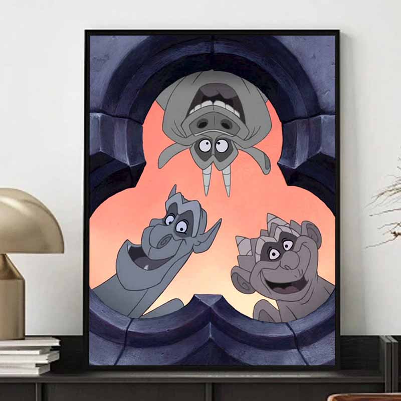 Disney Diamond Painting Complete Set The Hunchback Of Notre Dame Three Gargoyle Illustrations 5D Diamond Painting Cross Stitch Mosaic Home Decoration