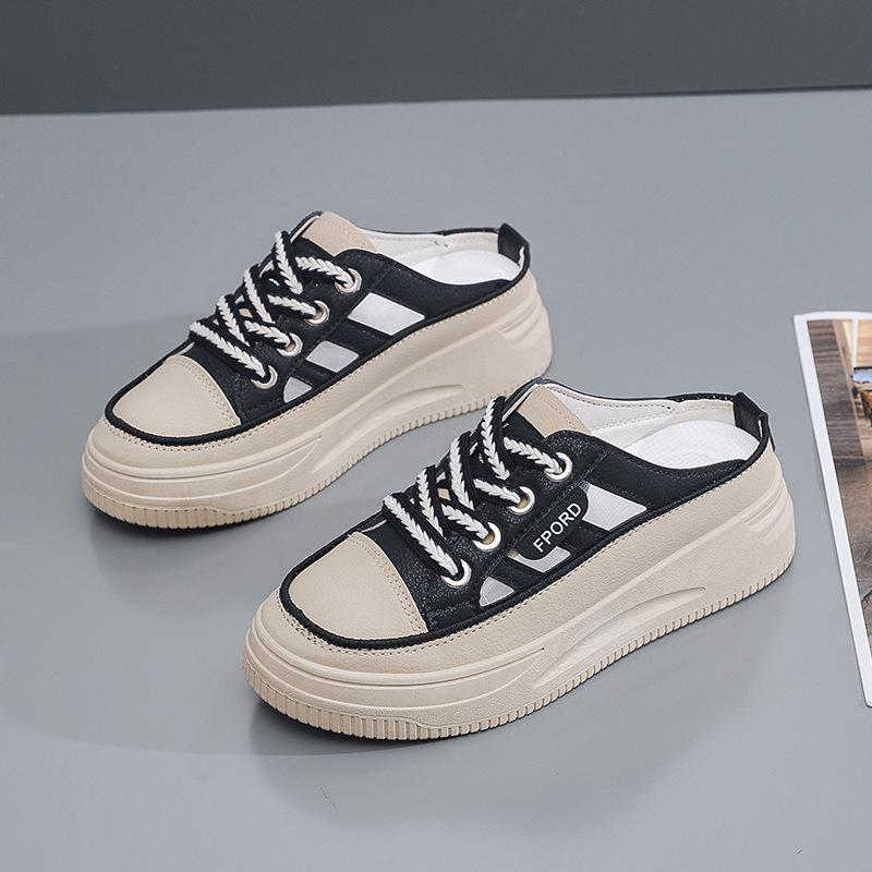 

Летние универсальные туфли на платформе, одинарные, дышащие, с закрытым носком, полушлепанцы, женские сандалии из сетки премиум-класса 40 чёрный