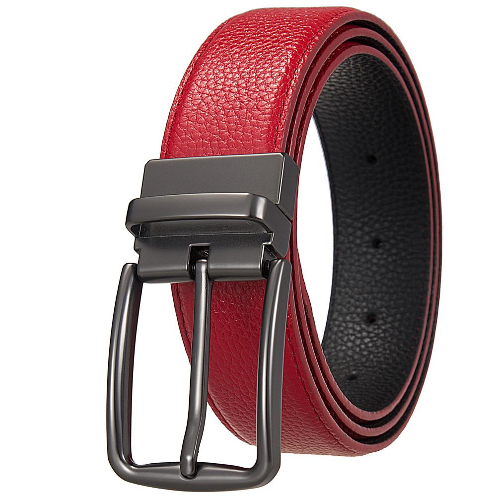 Fashion Perforated Belt, Men'S Pin Buckle Belt, First Layer Cowhide Belt Ly35-25939-5