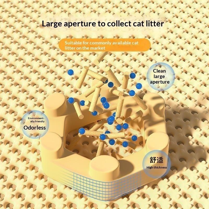 Double Layer Cat Litter Mat Urine Resistant Anti Spill Litter Trapping Pad Non Slip for Cat Cage Litter Box Area