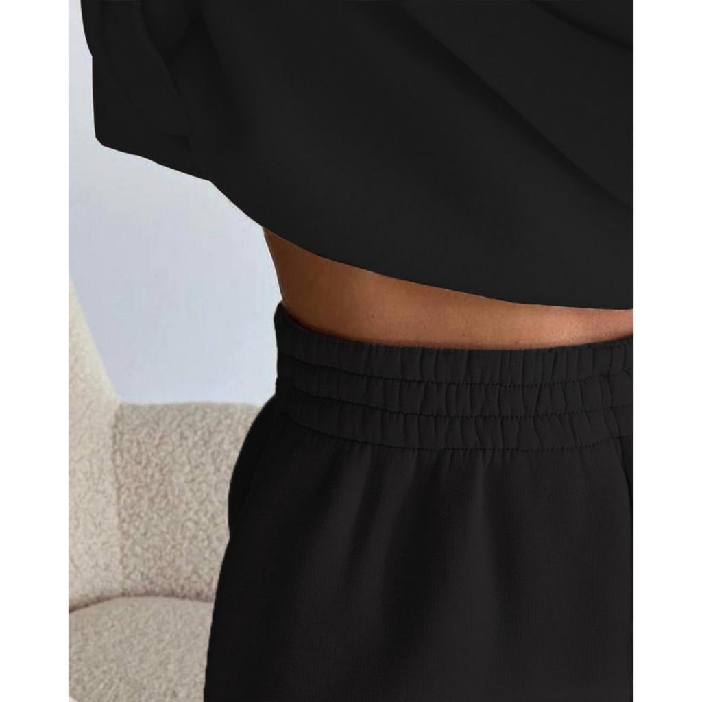 Spring and Autumn Women's Fashion Button Up Collar Hoodie Loose Pants, Hoodie Set