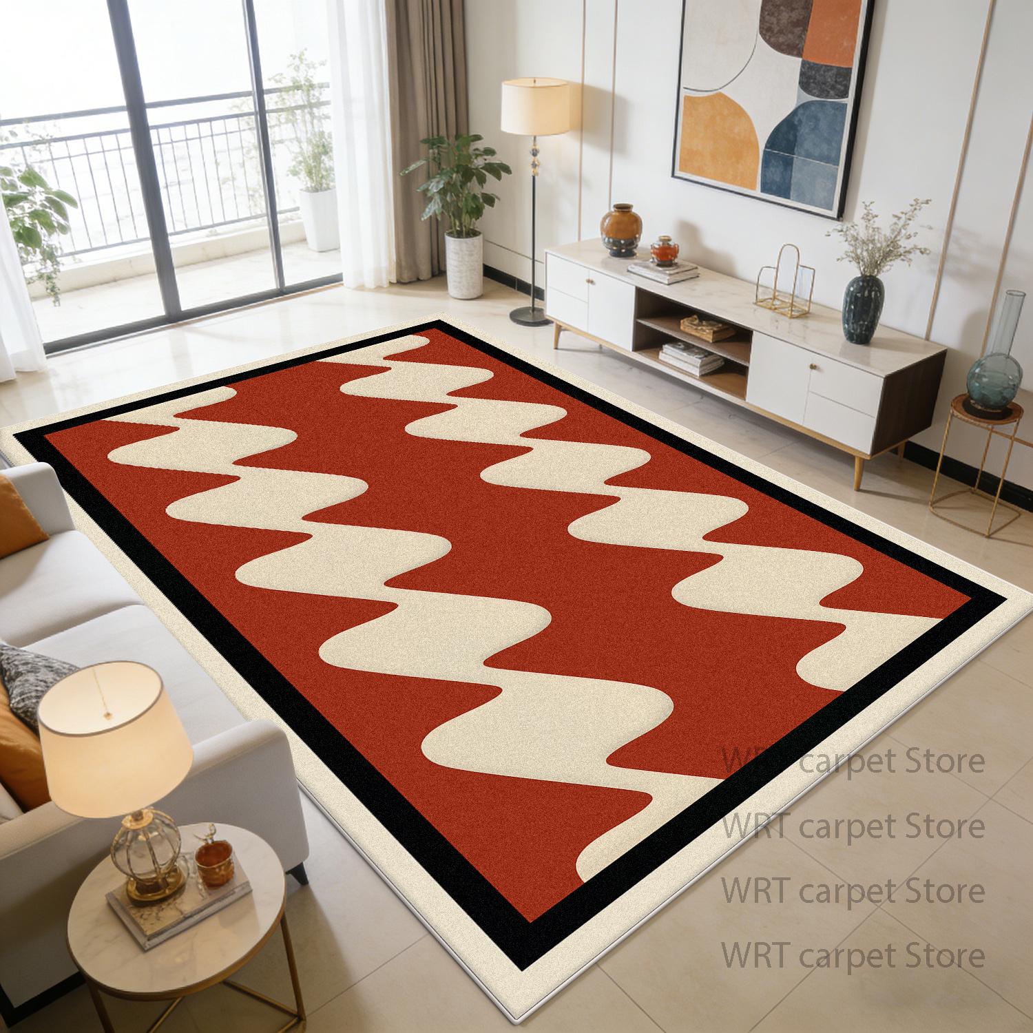 

Nordic Fresh Style Living Room Carpet Minimalism Decoration Coffee Shop Non-slip Area Rugs Bedroom Easy Clean Wavy Pattern Mats 60x90cm