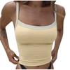 Women's Girl Open Back Short Tank Top Color Contrast Slim Top Casual Undercoat Top