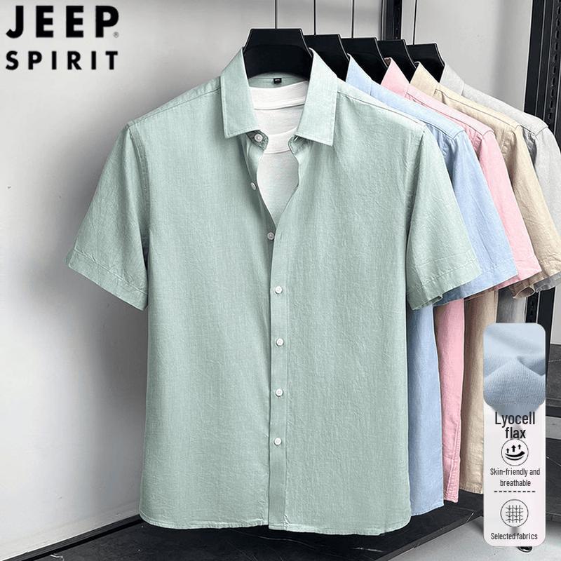 

Мужская рубашка с коротким рукавом JEEP SPIRIT из смесовой ткани тенсел и льна S