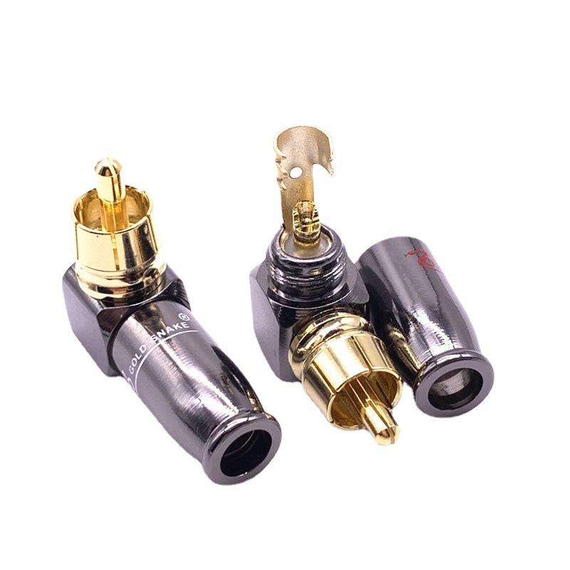 2 шт./1 пара 90 градусов Змеиный король RCA Г-образный Черный Золото Покрытие Прямоугольный RCA Штекер Разъем Аудио Видео Пайка армия зеленый