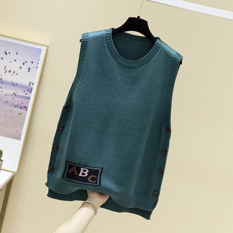 

Женский свободный вязаный жилет, жилет, весенне-осенний вязаный свитер, верхняя одежда, хеджирующий жилет, свободный свитер M зелёный