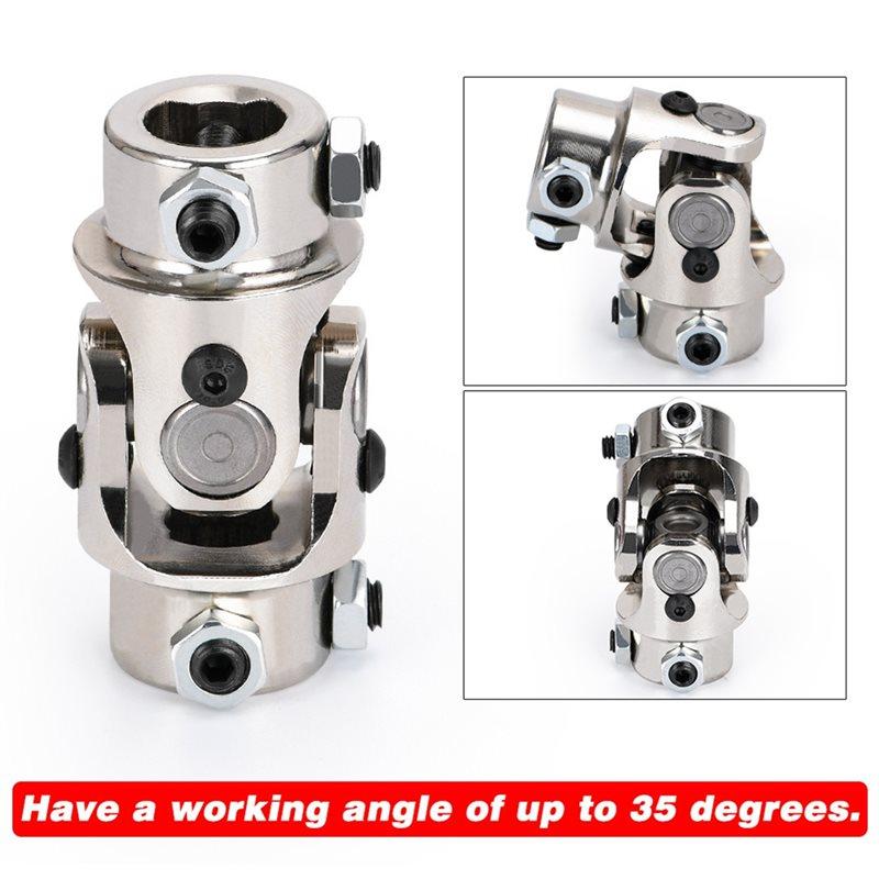 Giunto Cardanico Universale 3/4" DD X 3/4" DD Nichelato Albero Sterzo Singolo 83mm(3-1/4") Angolo di Lavoro 35 Gradi Parte Auto