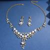 3 pcs Zircon set with artificial pearl decorative necklace and earrings, suitable for women to attend parties