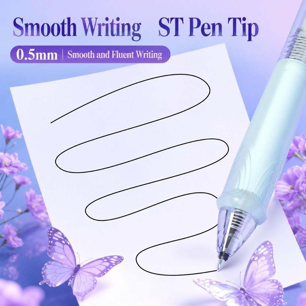 Smooth Writing Gleaming Wings Butterfly Pen Retractable Black Ink Pens School Supplies