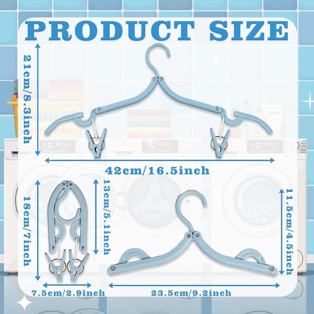 12 Pcs Foldable Travel Hangers with Clips, Collapsible Folding Hangers Drying Rack, Portable Clothes Hangers for Traveling, Cruise Ship Essentials