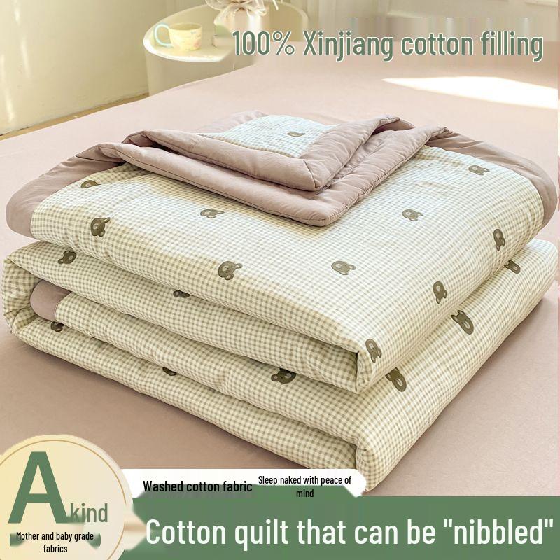 Xinjiang Cotton Summer Quilt - Double or Single Air Conditioning, Machine-Washable, Dorm-Friendly, Lightweight Cool Quilt