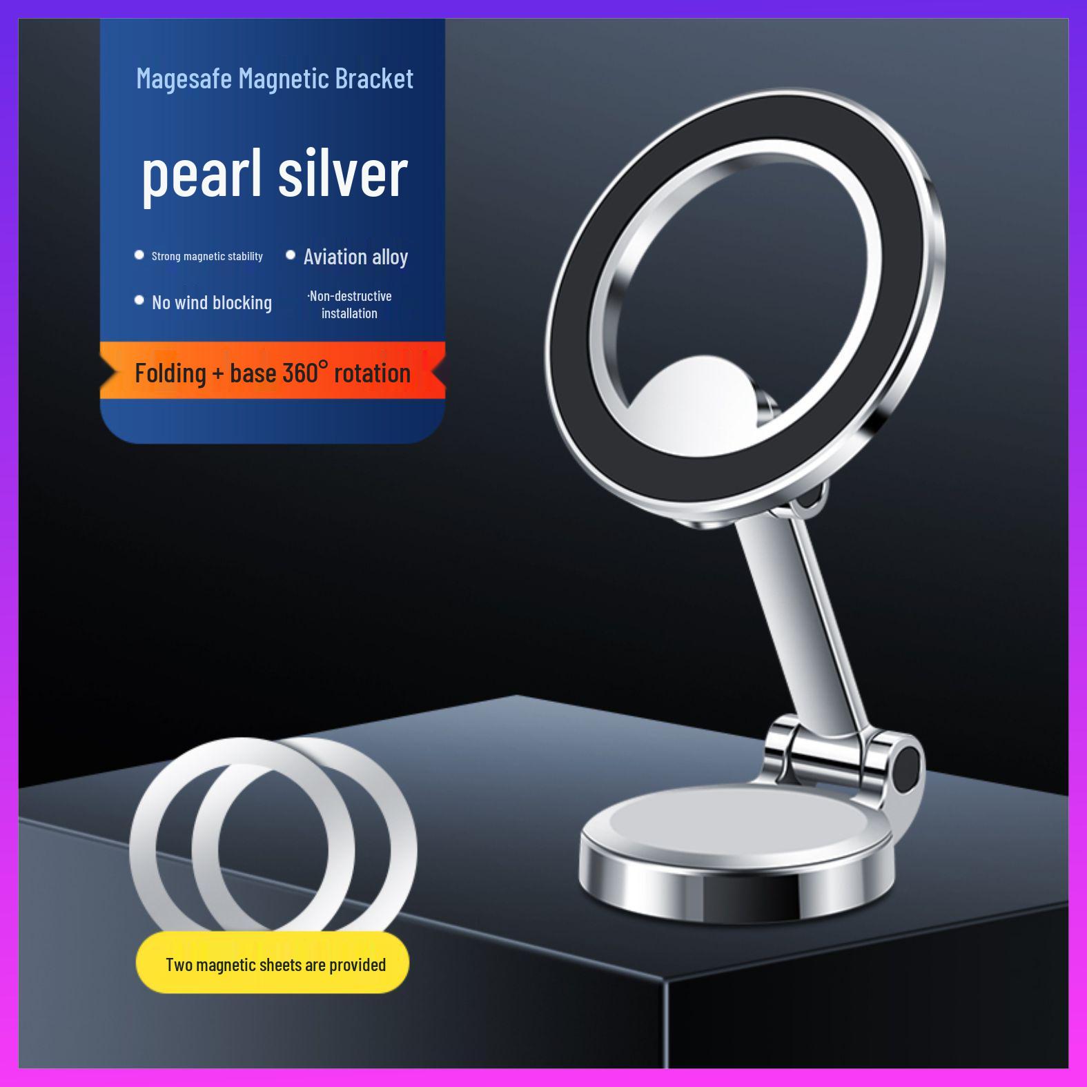 

Tesla Model 3/Y Center Console Magnetic Phone Holder перлинний/срібний