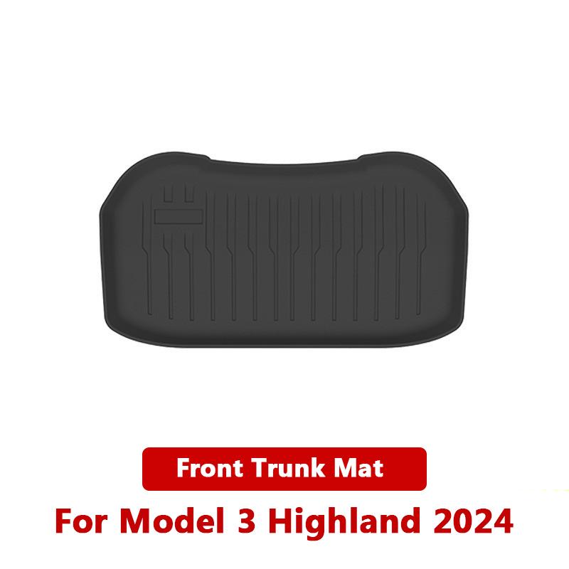 For Tesla Model 3 Highland 2024 Front and Back Trunk Mat TPE Carpet Waterproof Weather-resistant Pads Up and Down Layer Mats