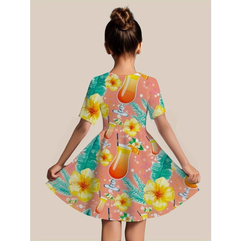 Girls' 3D Summer Dress Panda Illustration - Cute Panda Pattern for Outdoor Play, Birthday Parties, School Events