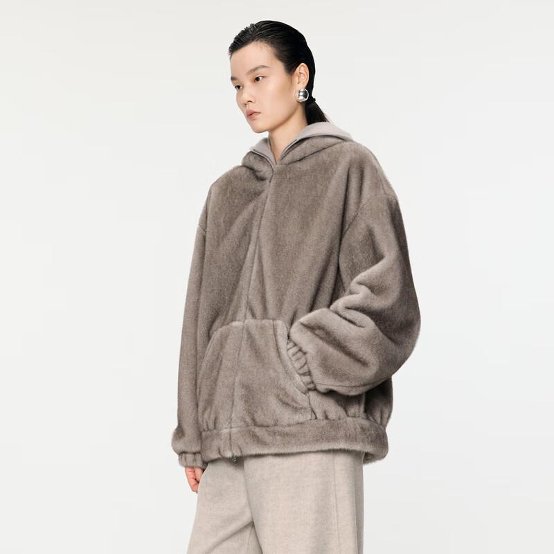 JNBY 2024 Winter Faux Fur Hooded Coat