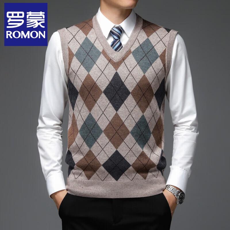Gilet in maglia argyle con scollo a V da uomo per affari