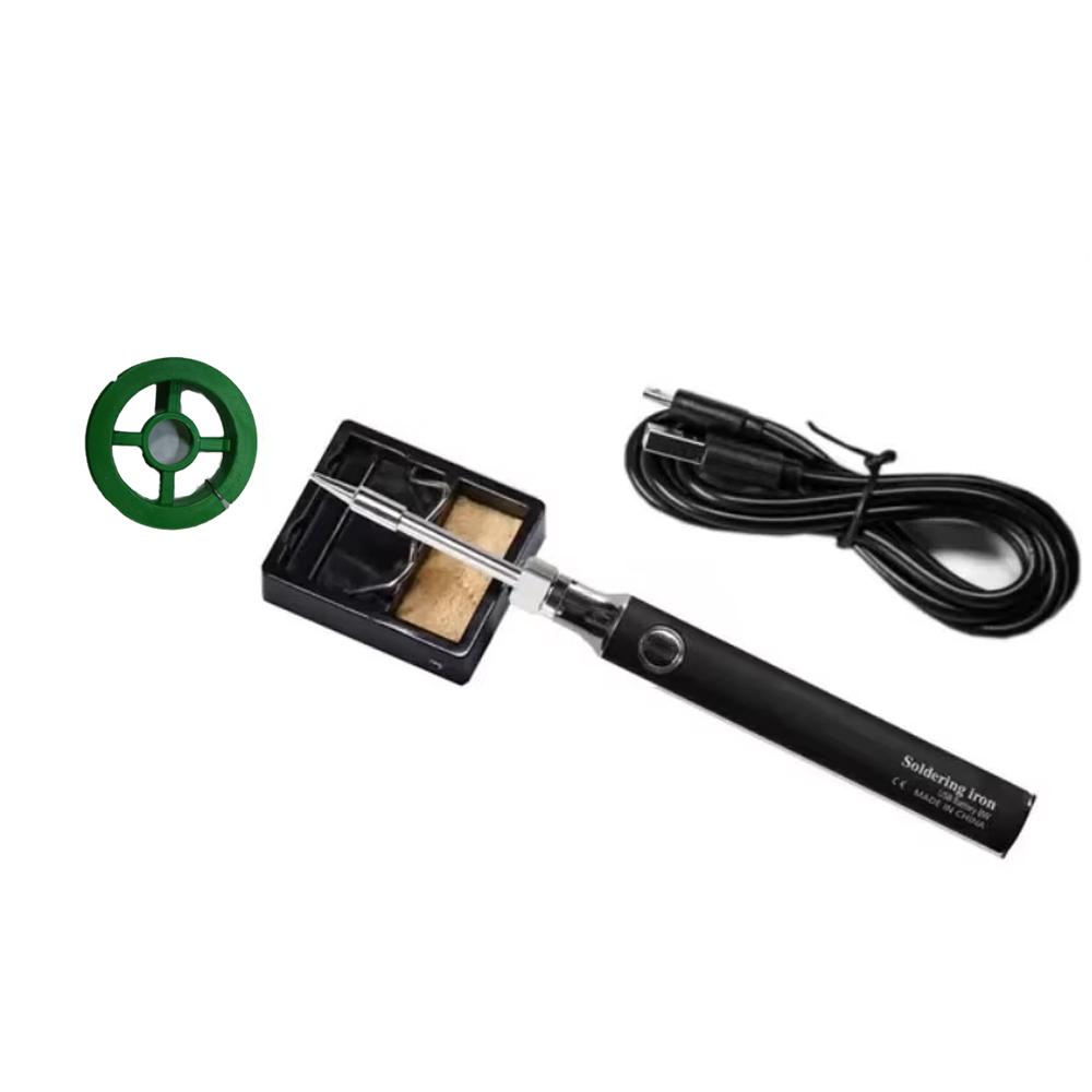 

Портативный беспроводной паяльник USB-ручка 5 В 8 Вт с электропитанием, 1 наконечник, аккумуляторная батарея и регулировка температуры чёрный