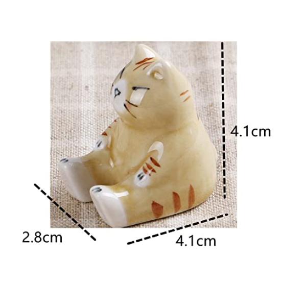 JGuang Chopstick Rest Set of 4 Stylish and Simple Cutlery Tabletop Chopstick Cute Cats, Design, High-Quality Rest, Accessory, Rest, Ceramic,