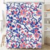 Vintage Blue Red Floral Shower Curtain Fabric for Bathroom Decor Waterproof Bath Mat Set Home Accessories (128 characters)