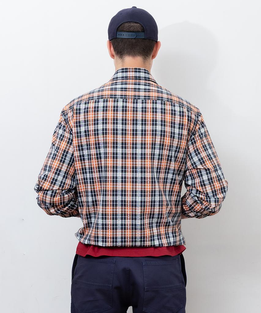 Pabeo Check Shirts Jacket (Navy/Orange)