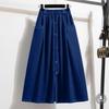 Large Size Denim Bustier Skirt Female High Waisted Buckle Large Skirt Hem Thin Small A,line Skirt