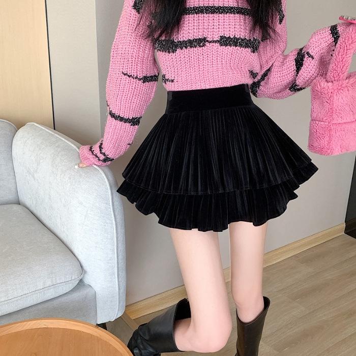 

Короткая юбка-плиссе из бархата — женская юбка с высокой талией на весну, осень и зиму 2023 г. S