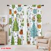 2pcs,2D Plane Printing Curtains Roller Blinds Christmas Trees Festive Birds (2) Versatile Durable Polyester (without Rod)