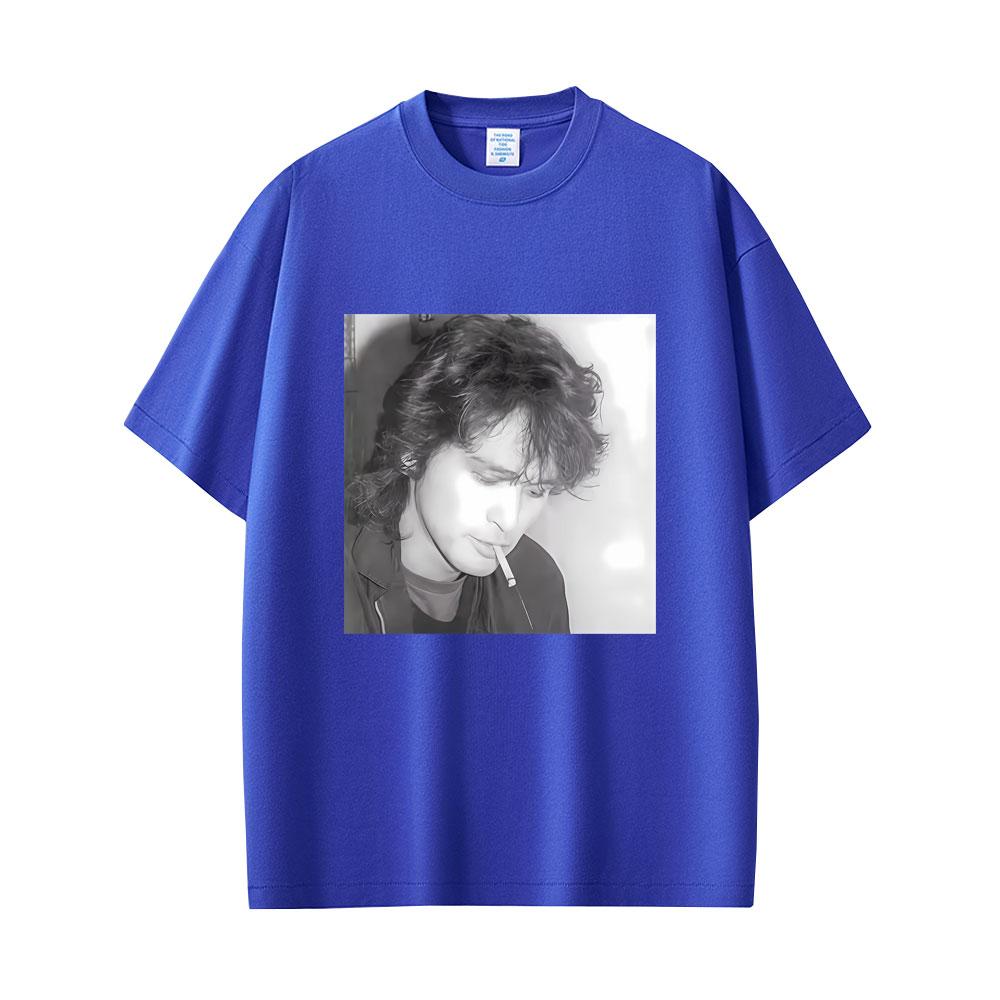 Klassische Russische Rockband Kino Viktor Tsoi Rauchmotiv Grafik T-Shirts Unisex Damen Lässig Übergroß Streetwear Unisex Baumwoll-T-Shirts